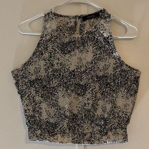 ANGL Black and Cream Textured Crop Top